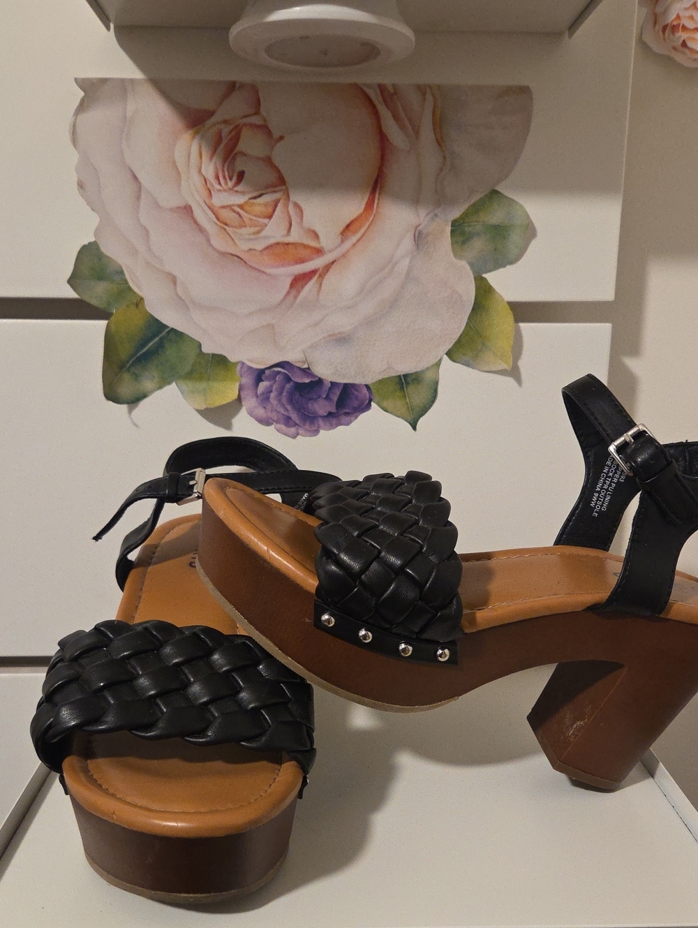 torrid Black Braided Strap Platform Sandals with Brown Platform